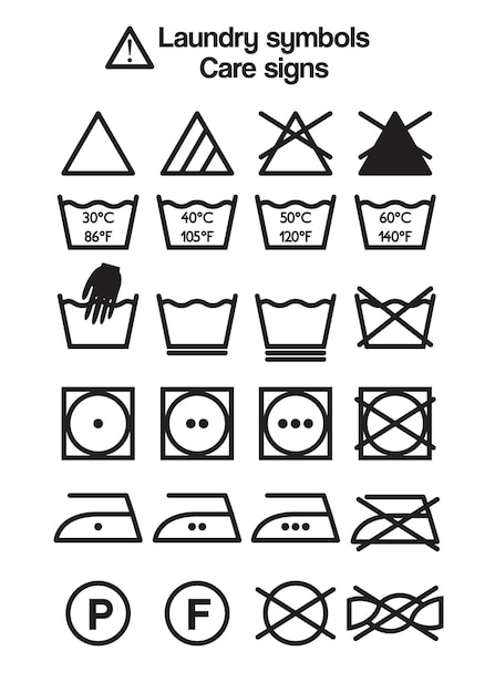 Zestaw Symboli Prania Znaków Pielęgnacyjnych I Kolekcji Etykiet