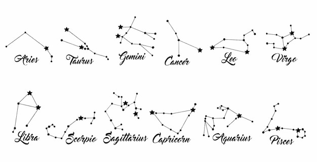 Plik wektorowy zestaw symboli zodiaku czarny wektor