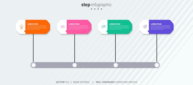 Zestaw szablonów do projektowania wykresu infograficznego celów organizacyjnych Edytowalny wykres infograficzny z ikonami