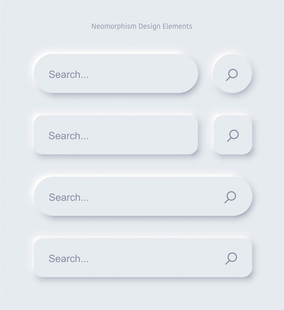 Zestaw Szablonów Formularzy Paska Wyszukiwania Interfejsu Neumorficznego