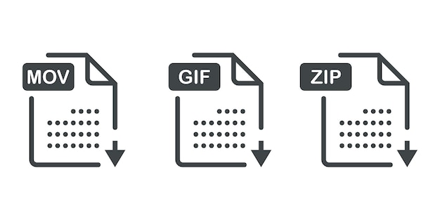 Zestaw Szablonów Graficznych Audio Wideo System Obrazowy Kod Archiwalny Mov Gif Zip I Dokument