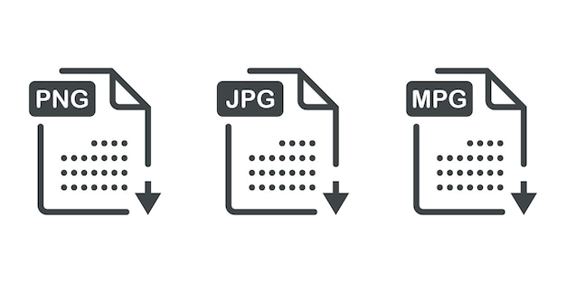 Zestaw Szablonów Graficznych Jpg Png Obraz Mpg Kod Archiwum I Plik Dokumentu W Białym I Czarnym