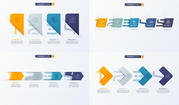 Plik wektorowy zestaw szablonów infograficznych liczb wektorowych składających się z etykiet