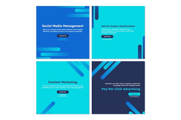 Plik wektorowy zestaw szablonów instagram agencja marketingu cyfrowego