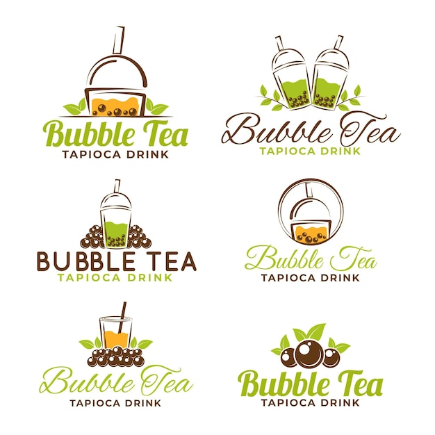 Zestaw Szablonów Logo Bubble Tea
