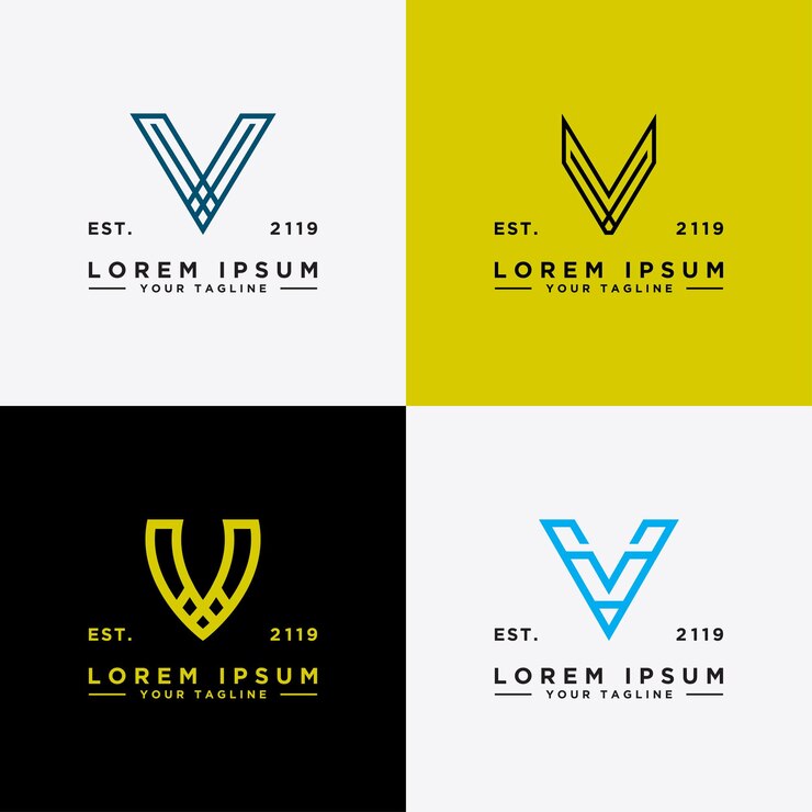 Zestaw szablonów Logo Design V Litera początkowa