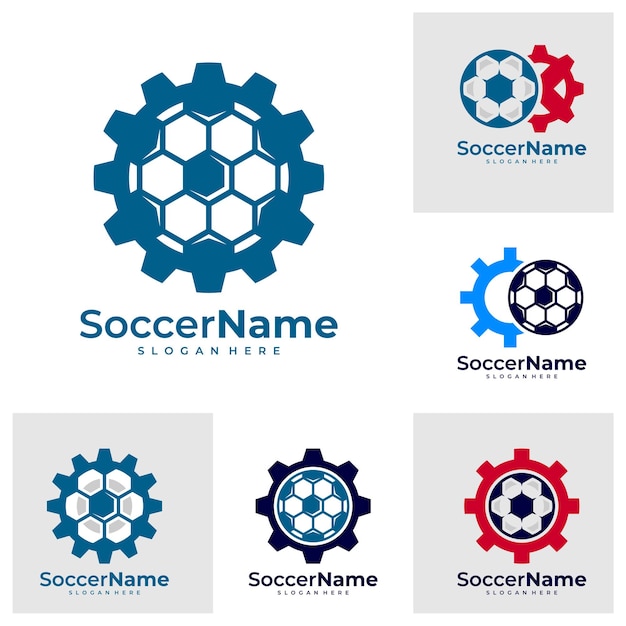 Zestaw Szablonów Logo Gear Soccer Wektor Projektu Logo Gear Soccer