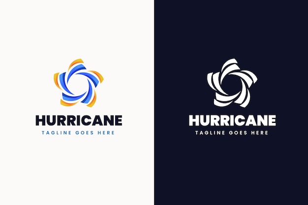 Zestaw szablonów logo gradientu huraganu