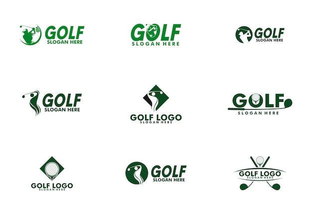 Zestaw szablonów projektowania logo sportowego Golf