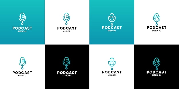 Zestaw Szablonów Projektu Logo Podcast Medycznych. Logo Konsultacji Medycznej