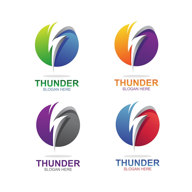 Zestaw Szablonów Streszczenie Logo Thunder