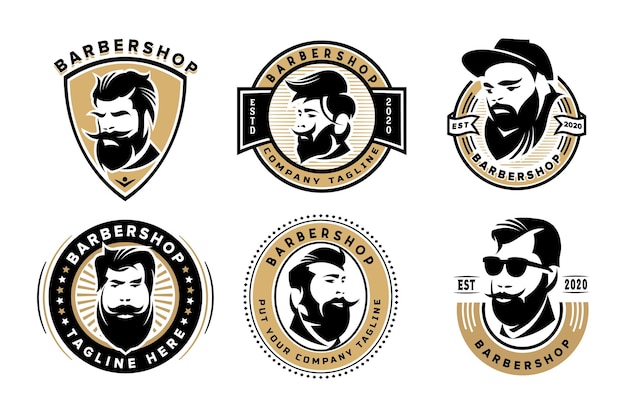 Zestaw Szablonów Vintage Logo Barbershop Dla Firmy