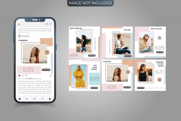 Plik wektorowy zestaw szablonu banner społecznościowy instagram post square