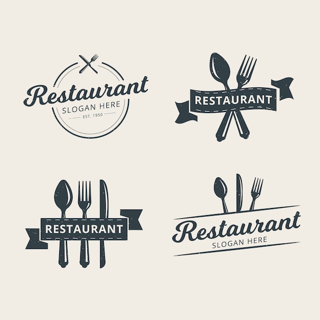 Zestaw Szablonu Logo Profesjonalnej Restauracji