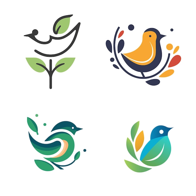 Plik wektorowy zestaw szablonu projektowania logo ptaka ilustracja wektorowa projektowanie logo ptaka