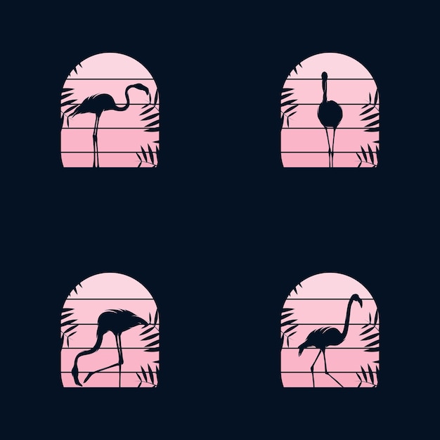 Zestaw Szablonu Projektu Logo Flamingo