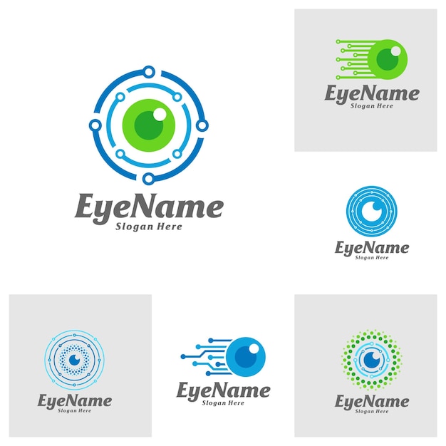 Zestaw Szablonu Projektu Tech Eye Logo Eye Tech Koncepcja Logo Wektor Ikona Kreatywnych Symbol