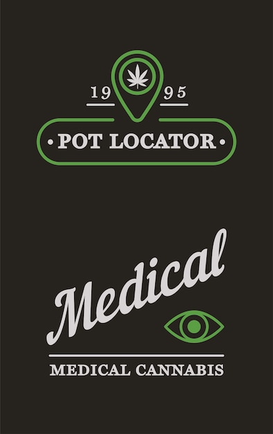 Zestaw Szablonu Znaku Lub Etykiety Medycznej Marihuany W Wektorze Może Być Używany Jako Logotyp