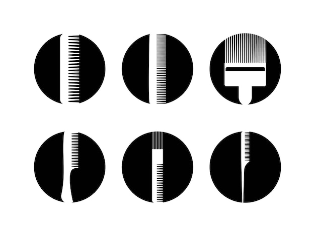 Plik wektorowy zestaw szczoteczek do włosów ilustracja wektorowa ikony logo