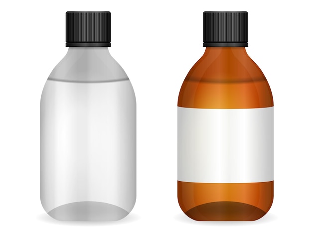 Plik wektorowy zestaw szklanych butelek medycznych