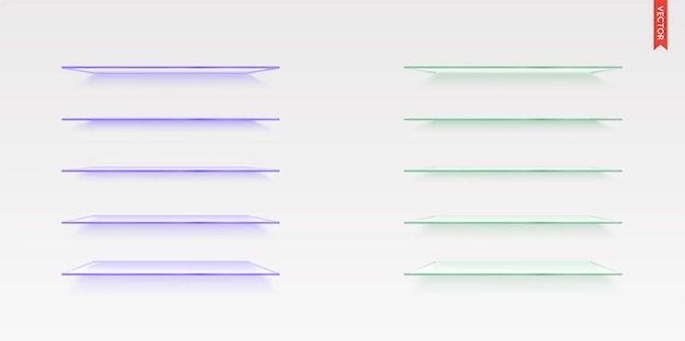 Zestaw Szklanych Półek Wektor Na Białym Tle Na Tle ściany