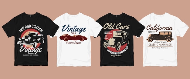 Zestaw T-shirt W Stylu Vintage Retro Car