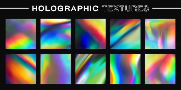 Plik wektorowy zestaw tekstur holograficznych opalizująca folia samoprzylepna