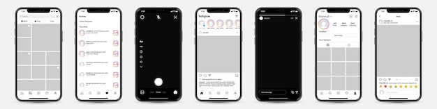 Zestaw telefonów z ramką szablonu Instagram dla sieci społecznościowej