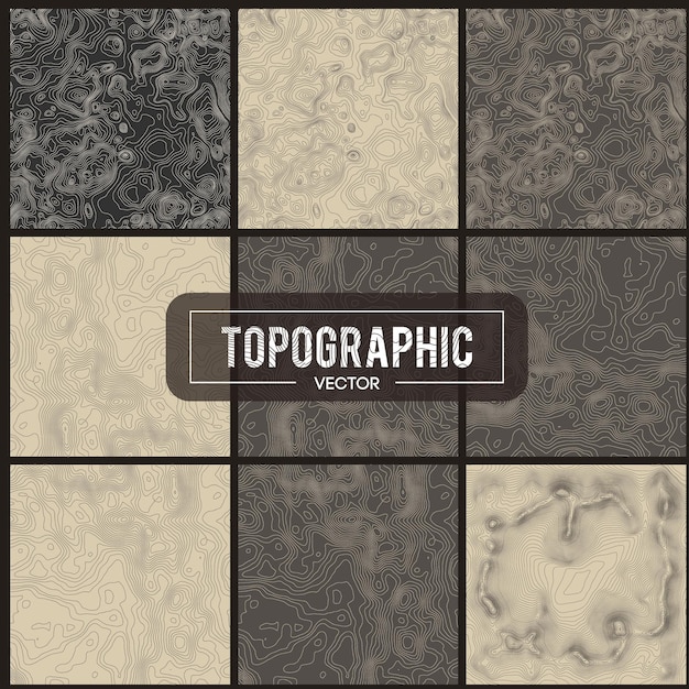 Zestaw tła konturu mapy topograficznej Mapa topo z elewacją Wektor mapy konturowej Geographic World Topography map grid abstract vector illustration
