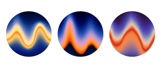 Plik wektorowy zestaw tła z błyszczącym okrągłym falowym gradientem zbiór tapet z płynnymi falami rozmyty kolorowy