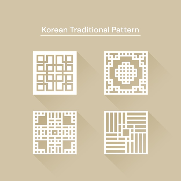 Zestaw tradycyjnych koreańskich symboli Ilustracja wektorowa dla Twojego projektu graficznego