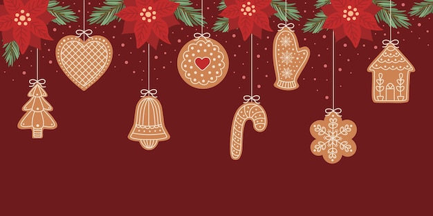 Zestaw Tradycyjnych świątecznych Ciasteczek Z Piernika Z Dzwonem I Jemiołą