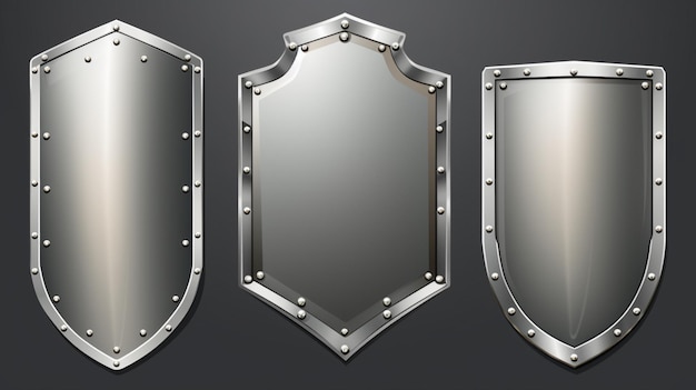 Plik wektorowy zestaw trzech osłon z srebrnymi metalowymi kolcami