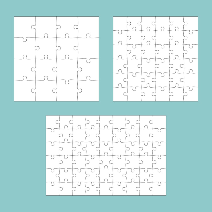 Wektor zestaw trzech wektorowych puzzli pustego szablonu