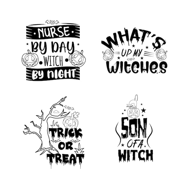 Zestaw Typografii Halloween Happy Halloween Typografia Design