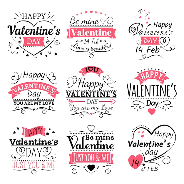 Zestaw Typografii Walentynki