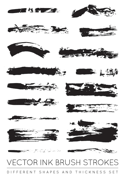 Zestaw Vector Black Pen Ink Brush Strokes Grunge Ink Brush Stroke Brudne Brush Stroke