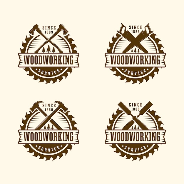 Plik wektorowy zestaw vintage logo do obróbki drewna