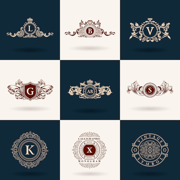 Zestaw Vintage logo kaligrafii