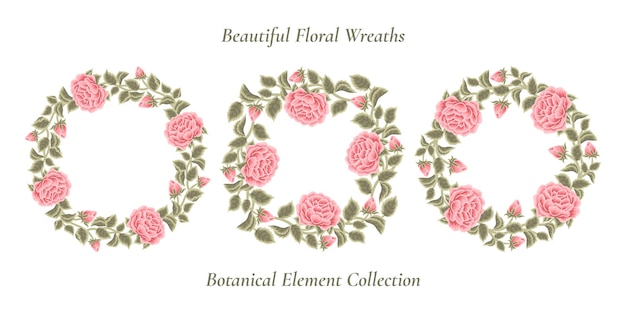 Zestaw Vintage Różany Wieniec Z Kwiatów I Wiosenne Elementy Ramki Kwiatowej