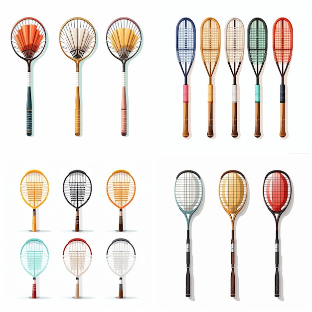 Plik wektorowy zestaw wektorów badmintona z białym tłem iso