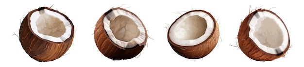 Plik wektorowy zestaw wektorów kokosowych wyizolowanych na białym tle