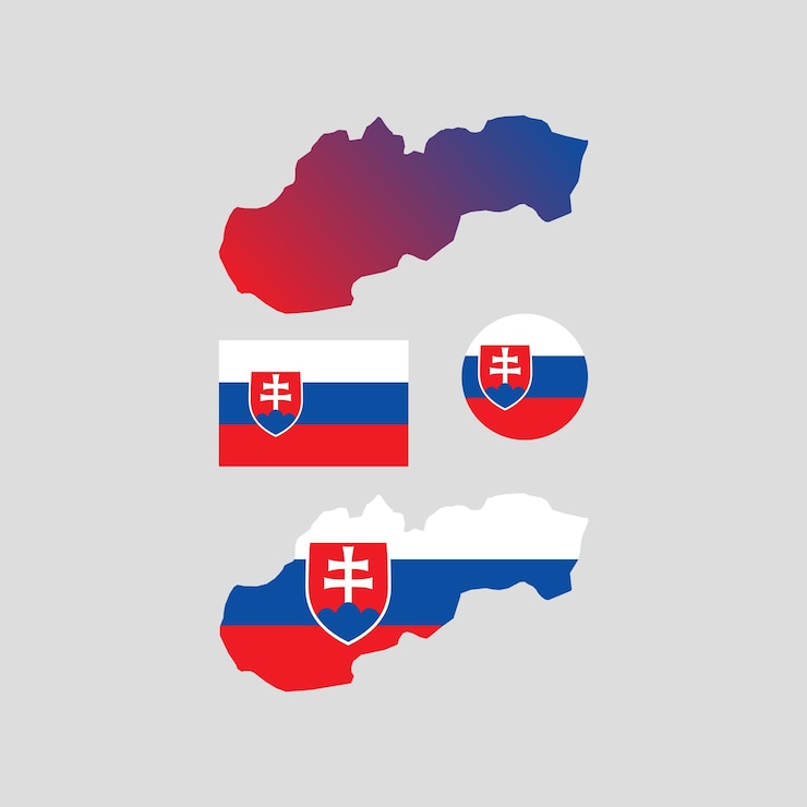 Wektor zestaw wektorów mapy narodowej i flag słowacji
