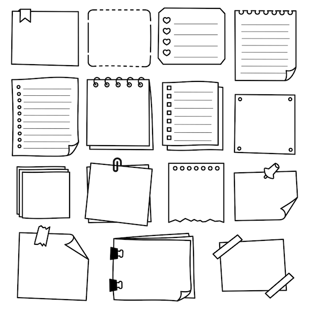 Plik wektorowy zestaw wektorów papieru notatkowego