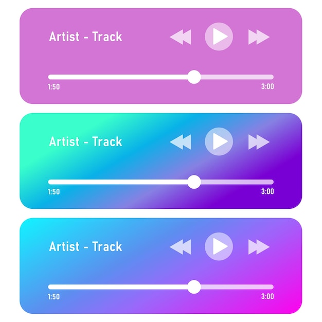 Plik wektorowy zestaw wektorów paska odtwarzacza muzyki płaski interfejs odtwarzacza audio