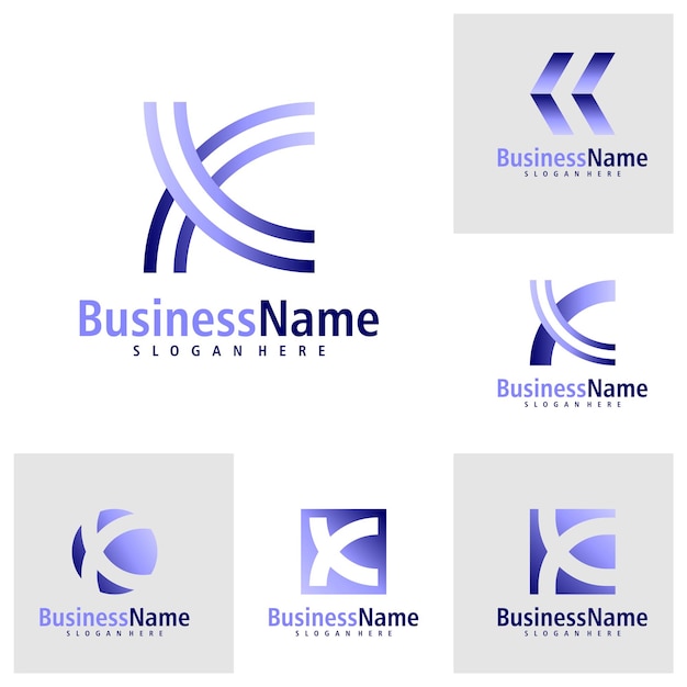 Zestaw wektorów projektowania logo litery K Creative Initial K