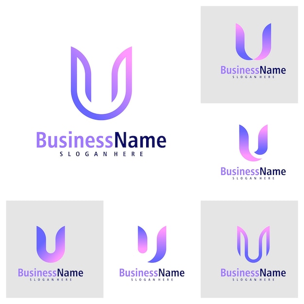Plik wektorowy zestaw wektorów projektowania logo litery u kreatywny wstępny szablon koncepcji logo u