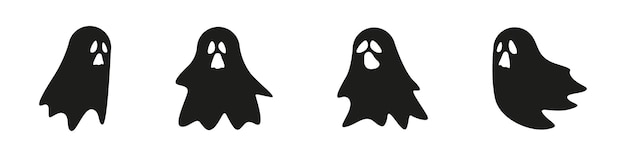 Zestaw Wektorów Sillhouette Duchów Tajemniczy Cień Duchów Do Projektowania Halloween