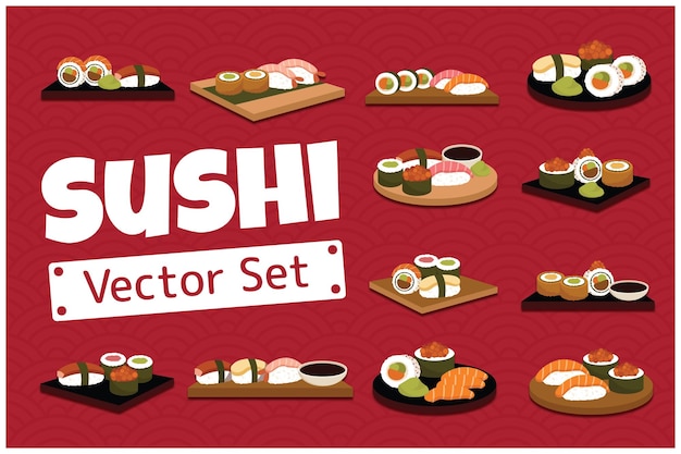 Zestaw wektorów sushi