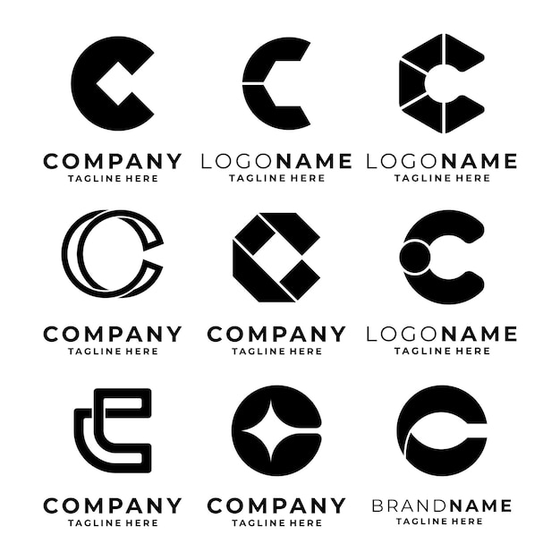 Zestaw wektorów szablonów logo litery C